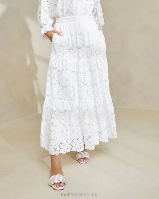 Clothes X82V217 Ivory Women Loeffler Randall Luna Cream Lace Tiered Skirt