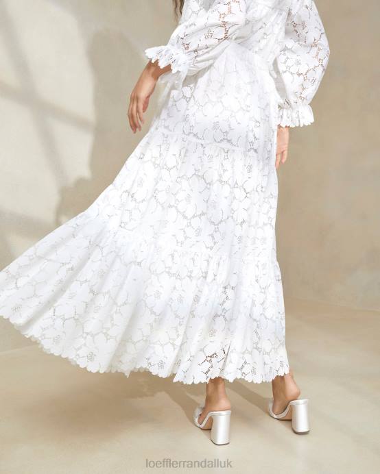 Clothes X82V217 Ivory Women Loeffler Randall Luna Cream Lace Tiered Skirt