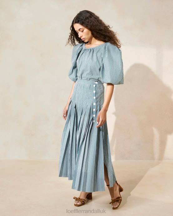 Clothes X82V223 Mini Green Gingham Women Loeffler Randall Emlyn Pleated Skirt