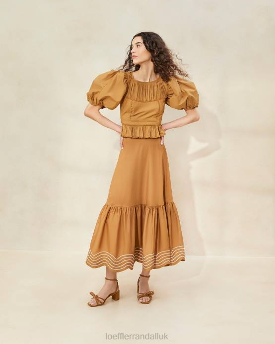 Clothes X82V228 Brown Women Loeffler Randall Opal Ruffle-Hem Skirt