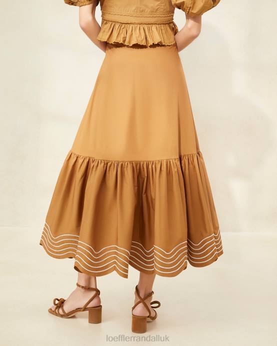 Clothes X82V228 Brown Women Loeffler Randall Opal Ruffle-Hem Skirt