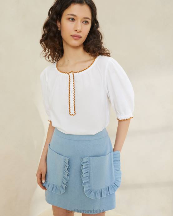 Clothes X82V229 Light Denim Women Loeffler Randall Eura Ruffle Pocket Skirt
