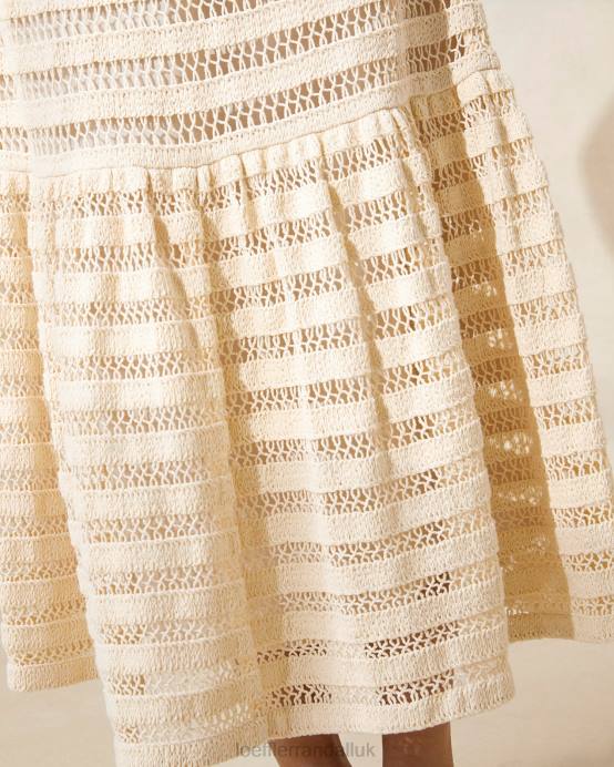 Clothes X82V232 Natural Women Loeffler Randall Scarlett Crocheted Ruffle-Hem Skirt