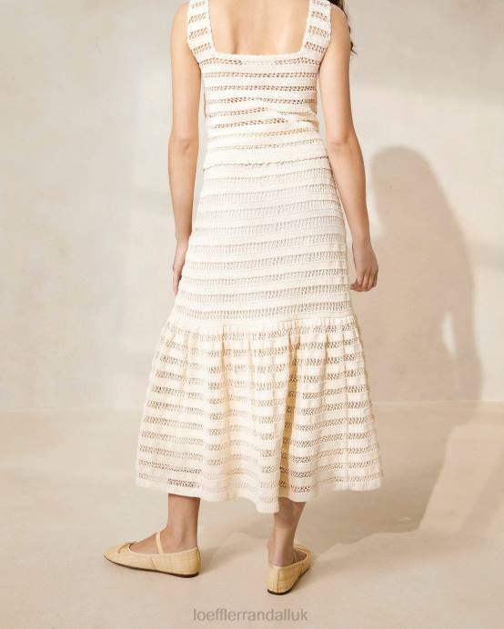 Clothes X82V232 Natural Women Loeffler Randall Scarlett Crocheted Ruffle-Hem Skirt