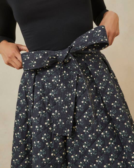 Clothes X82V237 Black Ditsy Floral Women Loeffler Randall Leigh Quilted Skirt