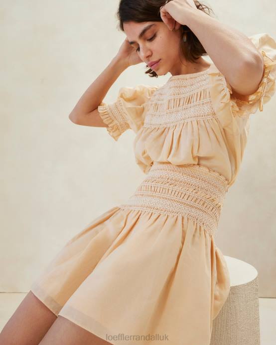 Clothes X82V238 Sand/Ecru Women Loeffler Randall Gilles Smocked Skirt