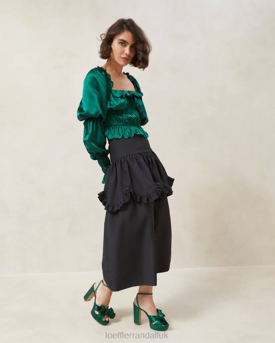 Clothes X82V242 Black Women Loeffler Randall Milo Scalloped Ruffle Skirt