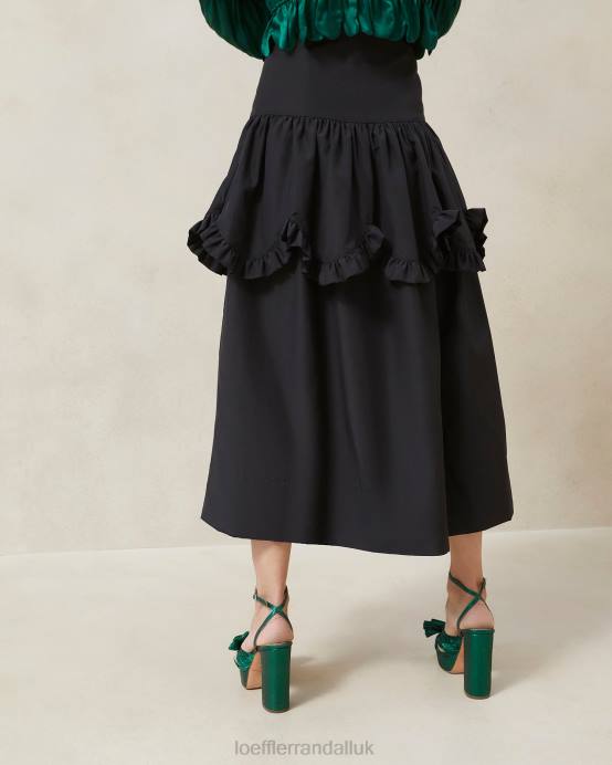 Clothes X82V242 Black Women Loeffler Randall Milo Scalloped Ruffle Skirt