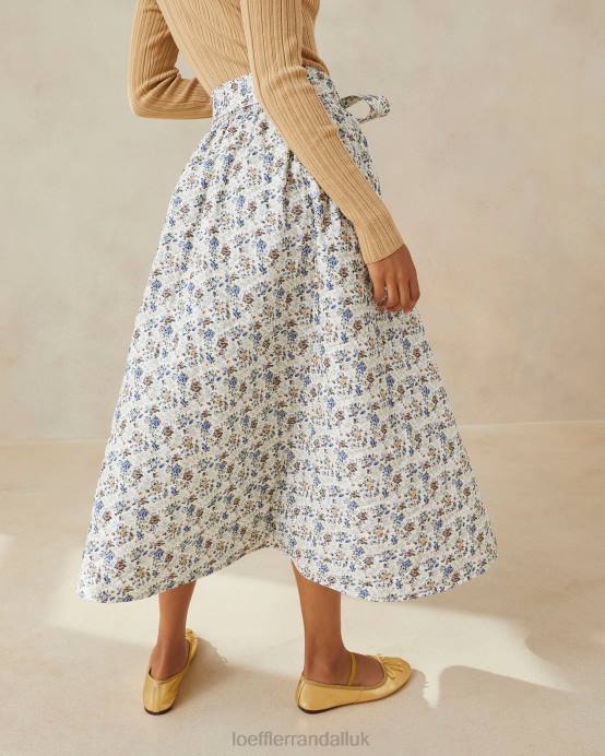 Clothes X82V244 Cream/Floral Women Loeffler Randall Leigh Quilted Skirt