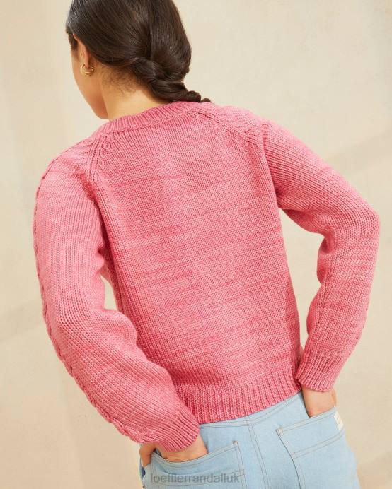 Clothes X82V255 Pink Women Loeffler Randall Lindy Cable Sleeve Cardigan
