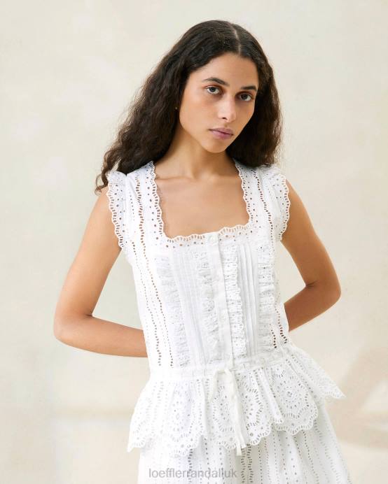 Clothes X82V208 White Women Loeffler Randall Arden Scalloped Blouse
