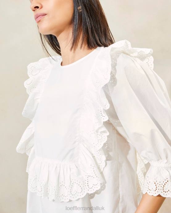 Clothes X82V212 White Women Loeffler Randall Cosima Heart Embroidery Blouse
