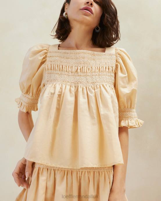 Clothes X82V236 Sand/Ecru Women Loeffler Randall Lydie Smocked Top