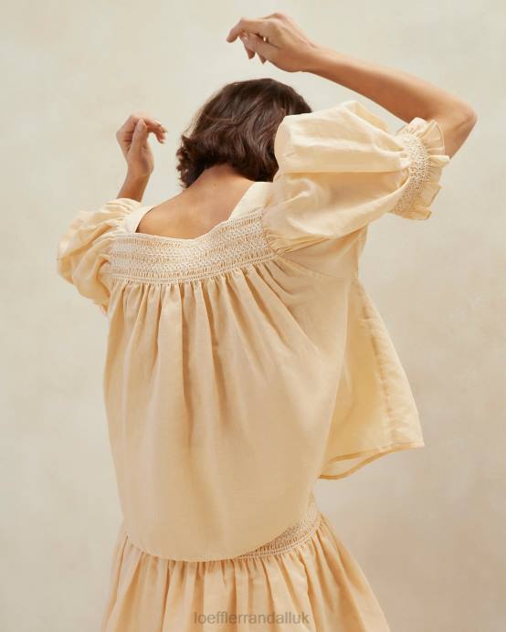 Clothes X82V236 Sand/Ecru Women Loeffler Randall Lydie Smocked Top