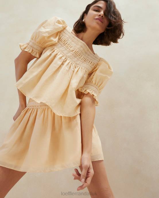 Clothes X82V236 Sand/Ecru Women Loeffler Randall Lydie Smocked Top