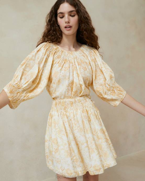 Clothes X82V241 Tonal Vine Floral Women Loeffler Randall Sloane Smocked Top