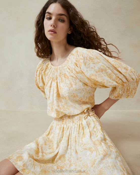 Clothes X82V241 Tonal Vine Floral Women Loeffler Randall Sloane Smocked Top