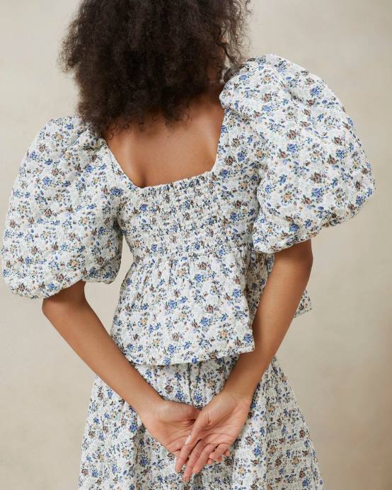 Clothes X82V248 Cream/Floral Women Loeffler Randall Jessalyn Quilted Top