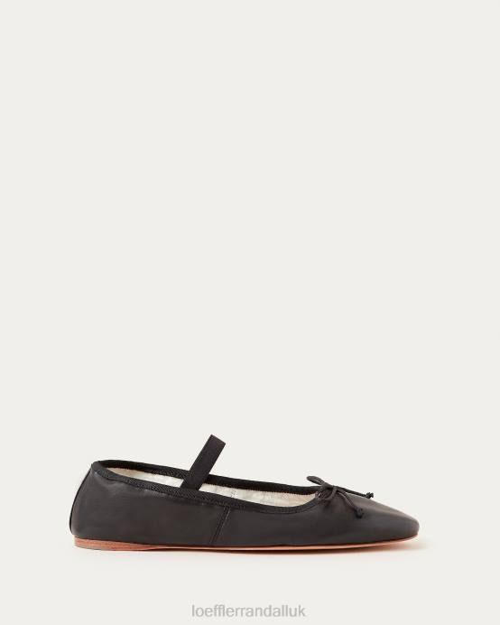 Shoes X82V293 Black Leather Women Loeffler Randall Leonie Ballet Flat