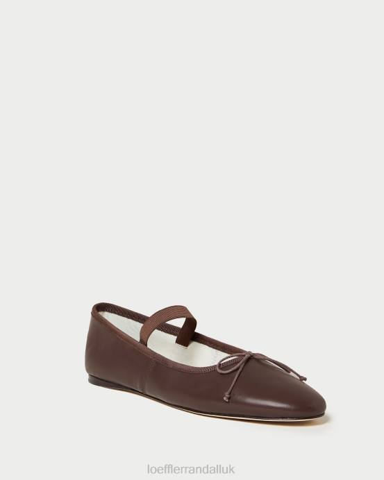 Shoes X82V296 Chocolate Leather Women Loeffler Randall Leonie Ballet Flat