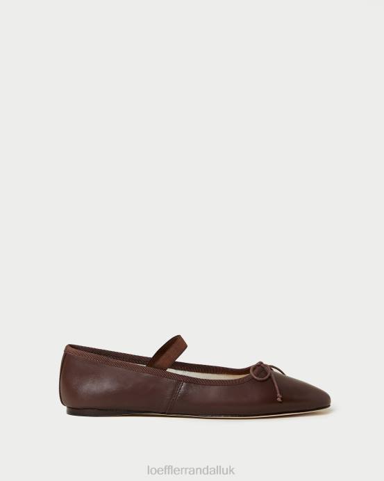 Shoes X82V296 Chocolate Leather Women Loeffler Randall Leonie Ballet Flat