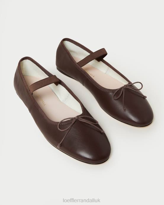 Shoes X82V296 Chocolate Leather Women Loeffler Randall Leonie Ballet Flat