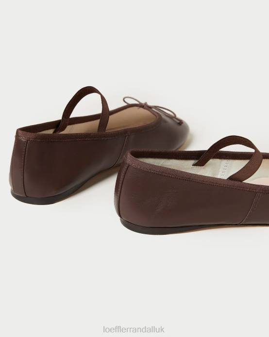 Shoes X82V296 Chocolate Leather Women Loeffler Randall Leonie Ballet Flat