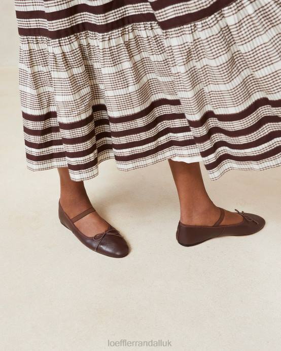 Shoes X82V296 Chocolate Leather Women Loeffler Randall Leonie Ballet Flat