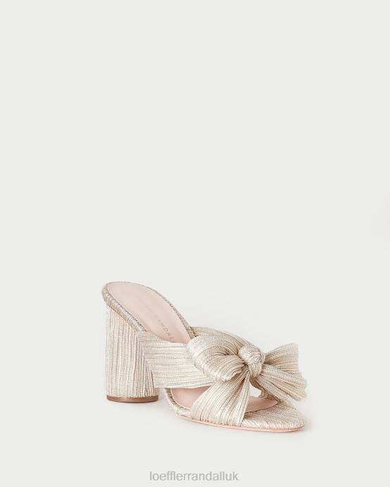 Shoes X82V10 Platinum Women Loeffler Randall Penny Pleated Bow Heel