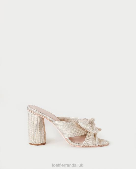 Shoes X82V10 Platinum Women Loeffler Randall Penny Pleated Bow Heel