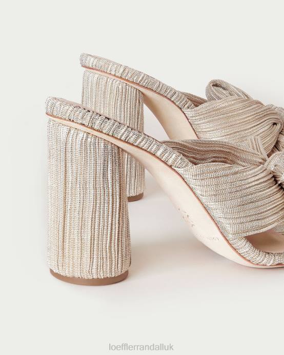 Shoes X82V10 Platinum Women Loeffler Randall Penny Pleated Bow Heel