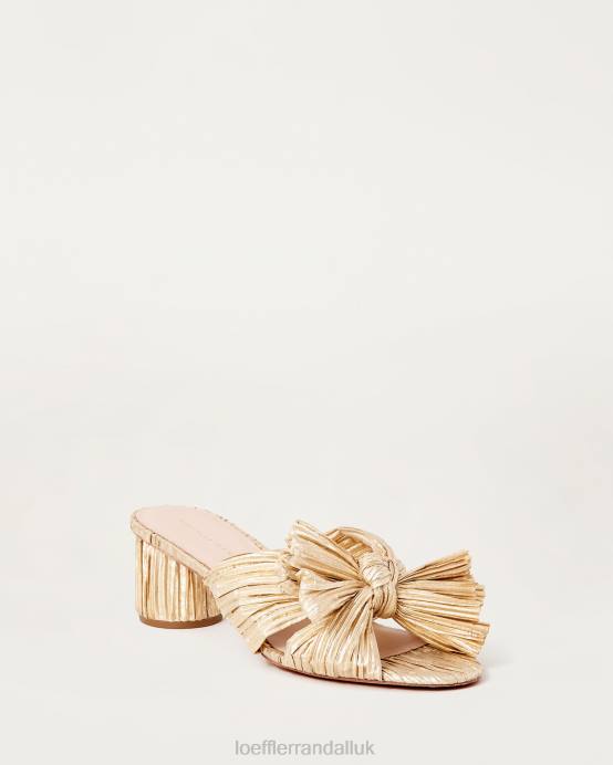 Shoes X82V13 Gold Women Loeffler Randall Emilia Pleated Bow Heel