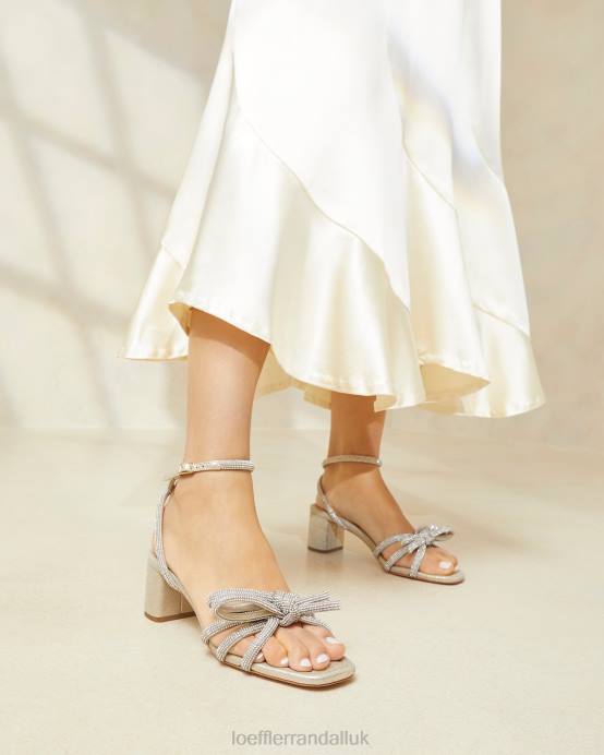 Shoes X82V15 Cappuccino Women Loeffler Randall Mikel Bow Mid-Heel Sandal