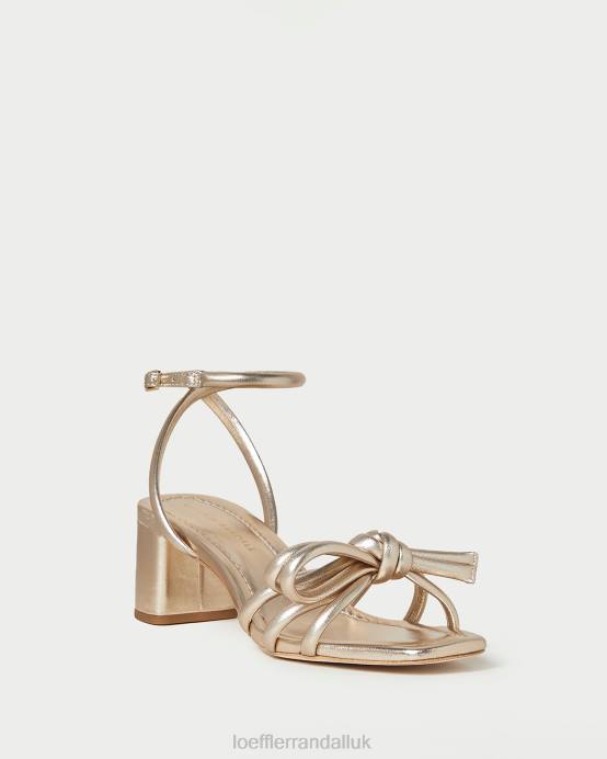 Shoes X82V22 Champagne Women Loeffler Randall Mikel Bow Mid-Heel Sandal