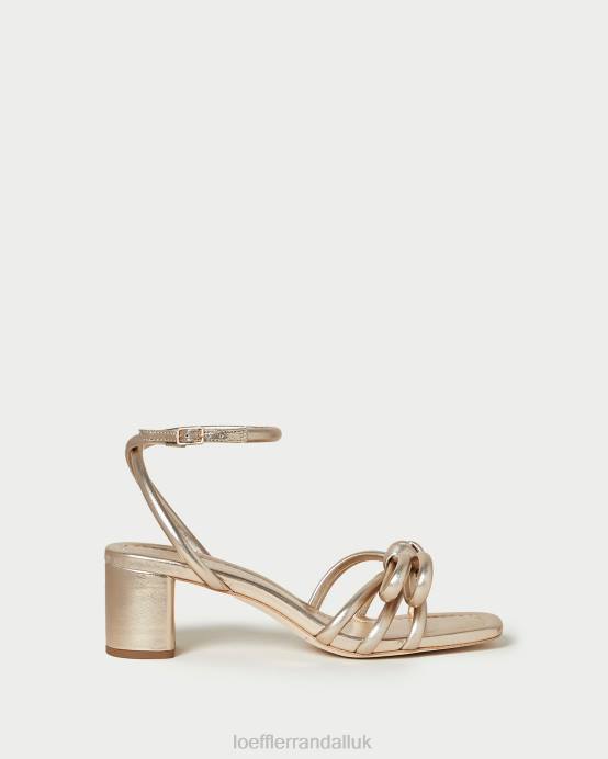 Shoes X82V22 Champagne Women Loeffler Randall Mikel Bow Mid-Heel Sandal