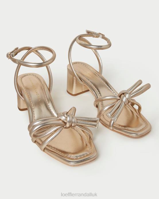 Shoes X82V22 Champagne Women Loeffler Randall Mikel Bow Mid-Heel Sandal