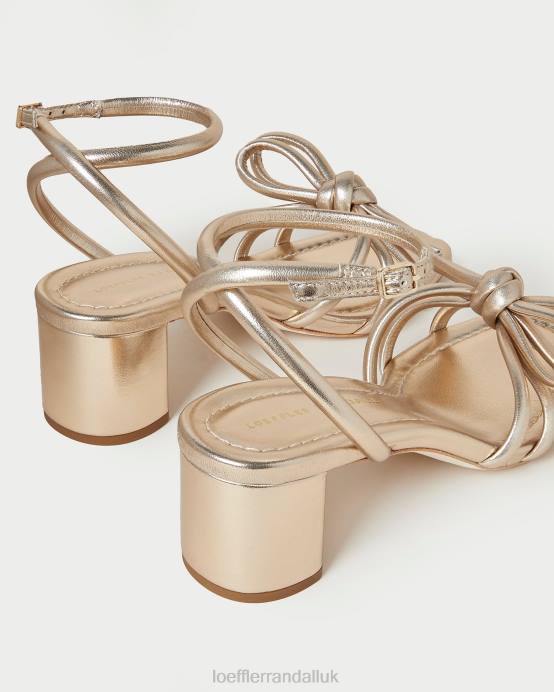 Shoes X82V22 Champagne Women Loeffler Randall Mikel Bow Mid-Heel Sandal