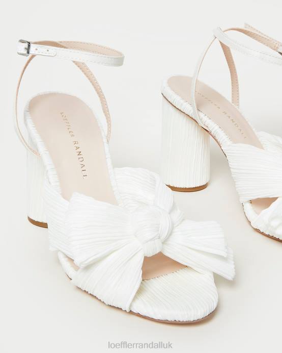 Shoes X82V32 White Women Loeffler Randall Camellia Pleated Bow Heel