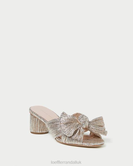 Shoes X82V49 Champagne Women Loeffler Randall Emilia Pleated Bow Heel