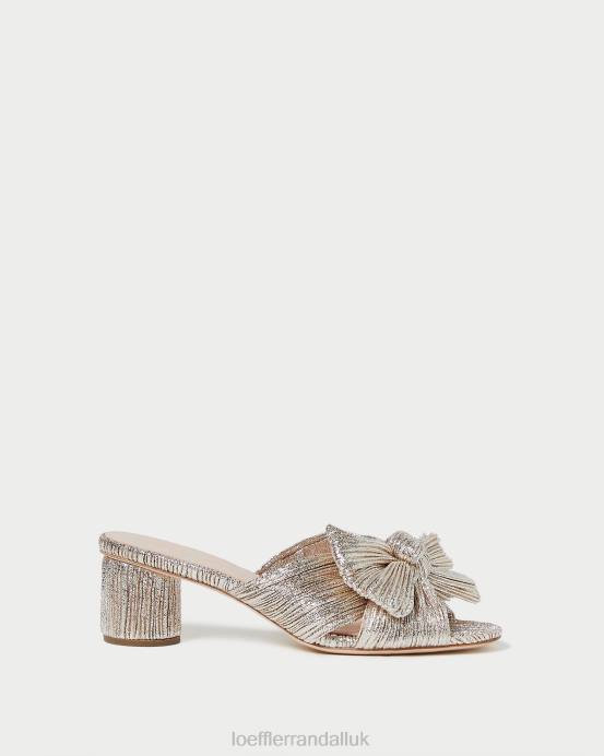 Shoes X82V49 Champagne Women Loeffler Randall Emilia Pleated Bow Heel
