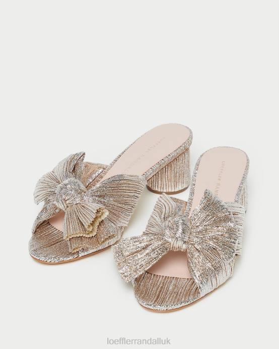 Shoes X82V49 Champagne Women Loeffler Randall Emilia Pleated Bow Heel