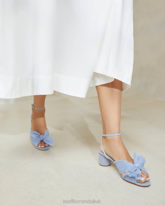 Shoes X82V4 Blue Women Loeffler Randall Dahlia Pleated Bow Heel