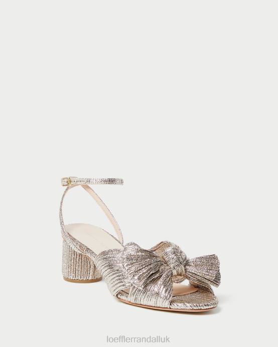 Shoes X82V53 Champagne Women Loeffler Randall Dahlia Pleated Bow Heel