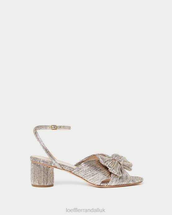 Shoes X82V53 Champagne Women Loeffler Randall Dahlia Pleated Bow Heel