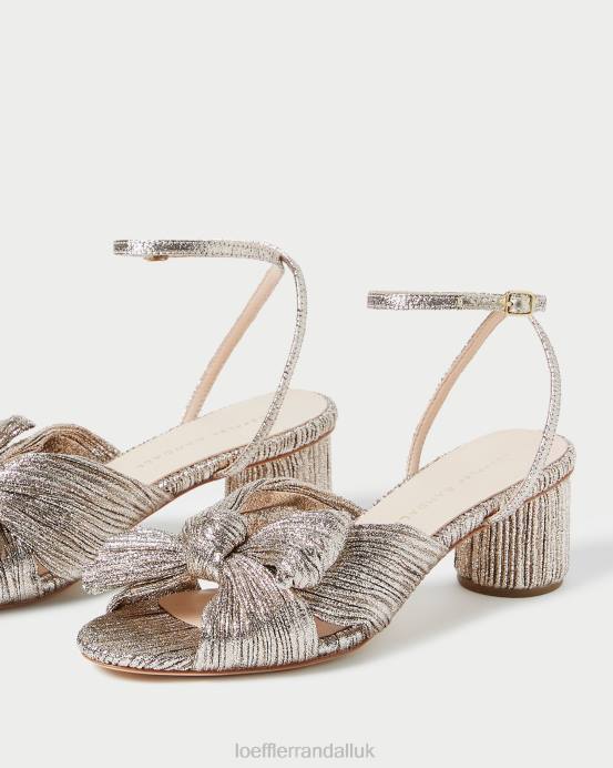Shoes X82V53 Champagne Women Loeffler Randall Dahlia Pleated Bow Heel