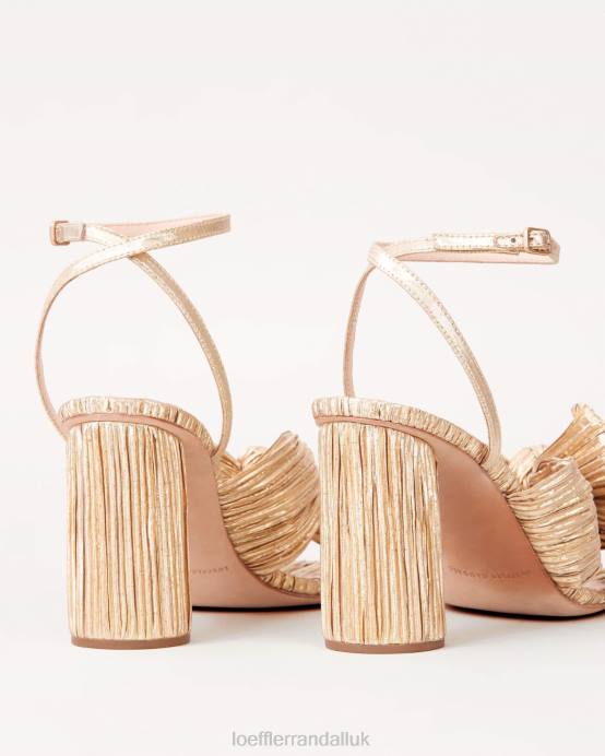 Shoes X82V5 Gold Women Loeffler Randall Camellia Pleated Bow Heel