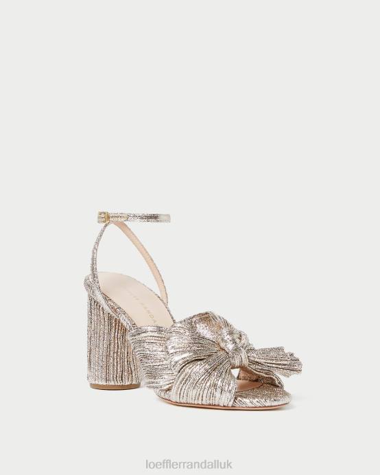 Shoes X82V64 Champagne Women Loeffler Randall Camellia Pleated Bow Heel