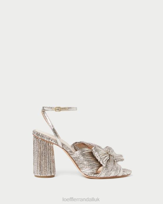 Shoes X82V64 Champagne Women Loeffler Randall Camellia Pleated Bow Heel