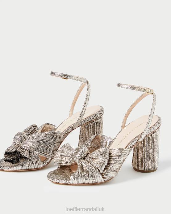 Shoes X82V64 Champagne Women Loeffler Randall Camellia Pleated Bow Heel