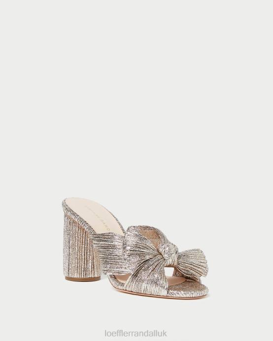 Shoes X82V69 Champagne Women Loeffler Randall Penny Pleated Bow Heel